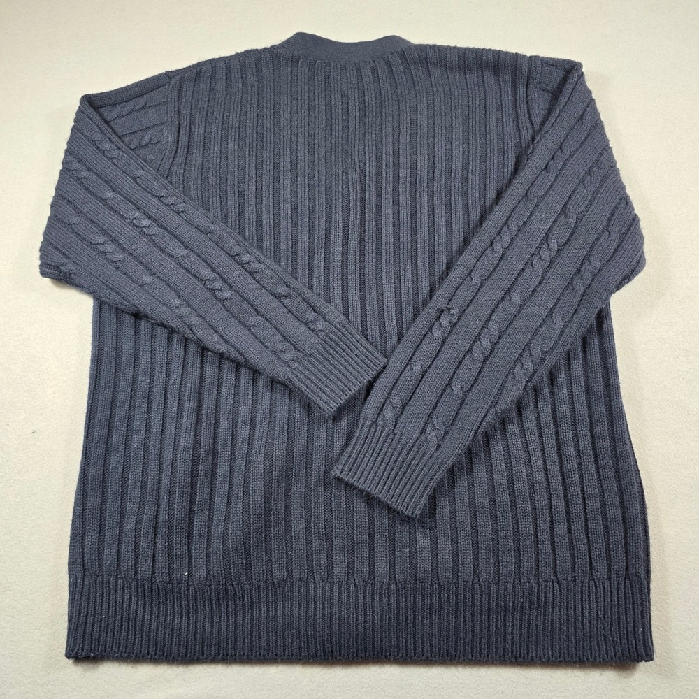 Croft & Barrow Mens XL Navy Blue Cardigan Sweater Cable Knit V-Neck Button Front - Picture 7 of 8
